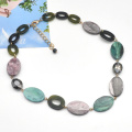 2021 resin beads and acrylic hoops link chain choker rainbow necklace